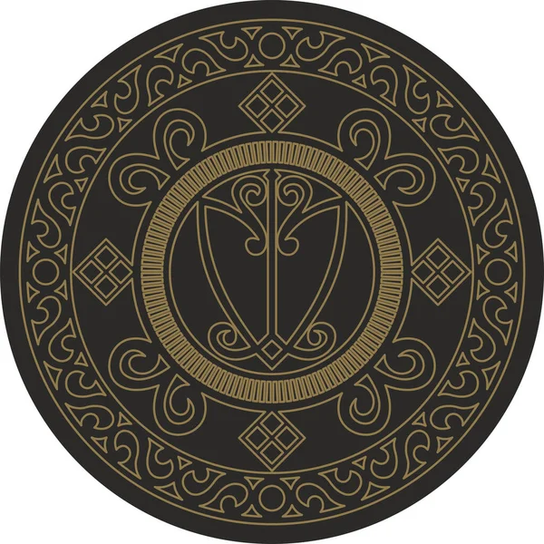 Wektor Złoto Narodowy Yakut Amulet Dekoracja Talizman Bogactwa Szczęścia Biznesowego — Wektor stockowy