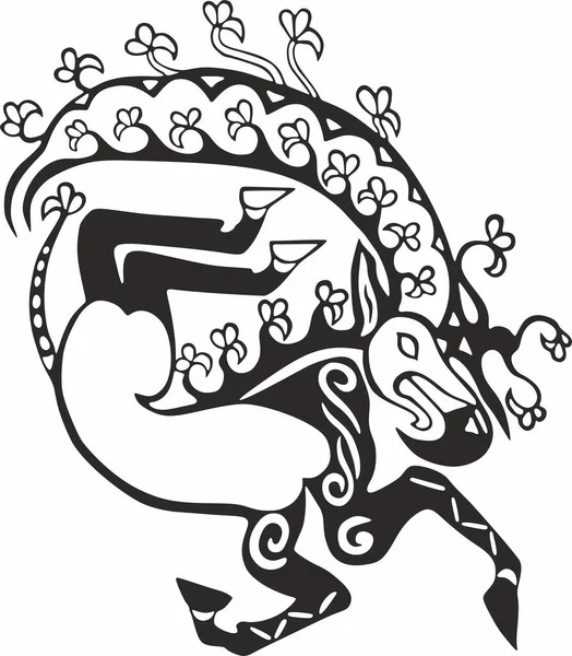 Векторная Татуировка Древних Скифов Сака Бэрроуз Рисунок Теле Принцессы Алтая — стоковый вектор