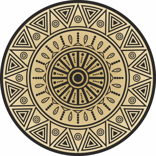 Modello Oro Rotondo Vettore Nativo Americano Forme Geometriche Cerchio Ornamento — Vettoriale Stock