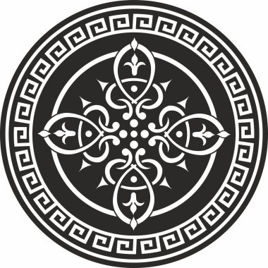 Antik Yunan ve Roma İmparatorluğu 'nun tek renkli tek renkli süsü. Avrupa halkları ile klasik bir çember. Meander çerçevesi