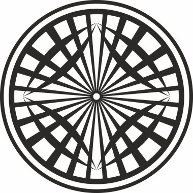 Vector round klasik geometrik tek renkli Avrupa süsü. Antik Yunan ve Roma İmparatorluğu 'nun bir döngüsünde desen