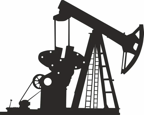 Silueta Vectorial Una Plataforma Petrolífera Sombra Una Bomba Minera Monumental — Vector de stock