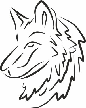 Vektör, kurt kafasının dış hatlarını çizdi. Vahşi hayvan, köpek.