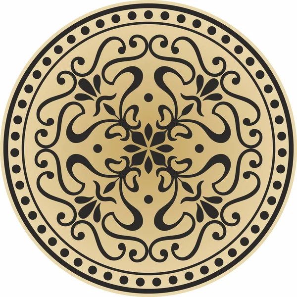 Ornamento Classico Oro Rotondo Vettore Cerchio Con Ornamento Classico Europeo — Vettoriale Stock