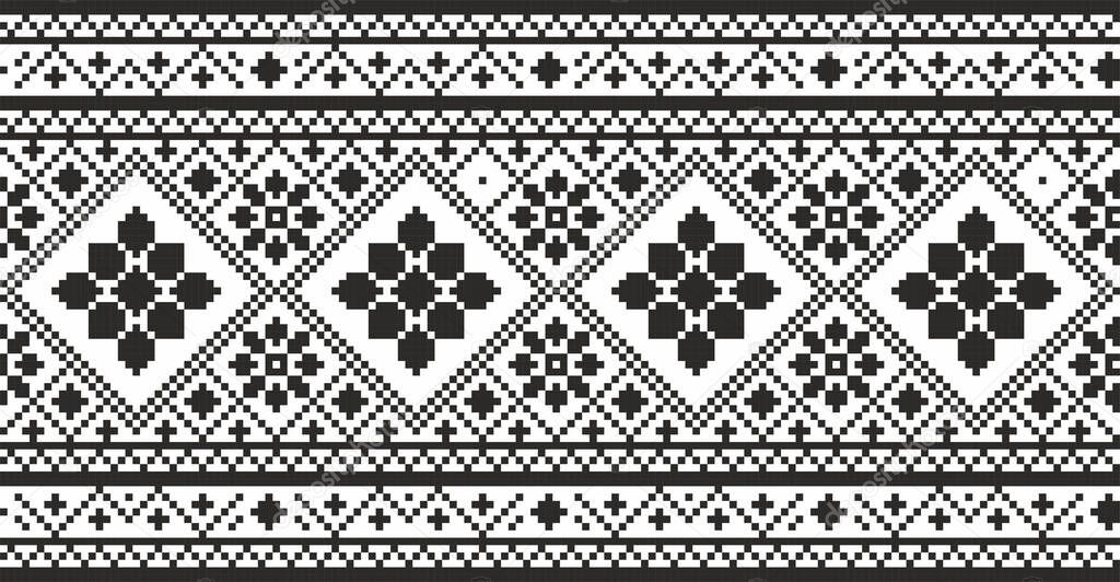 Vector seamless Ukrainian national ornament. Slavic endless pattern, cross stitch. Braid of the peoples of Eastern Europe, Russian, Belarusian, Bulgarian, Serb, Pole