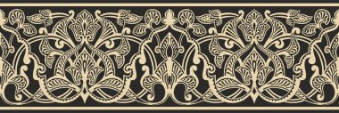 Vektör renksiz altın sarısı Arap ulusal süsü, sınır, çerçeve. Bitmeyen sebze!