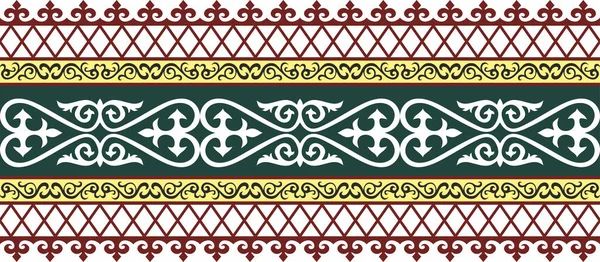 Vector Inconsútil Color Kazajo Ornamento Nacional Frontera Marco Patrón Sin — Vector de stock