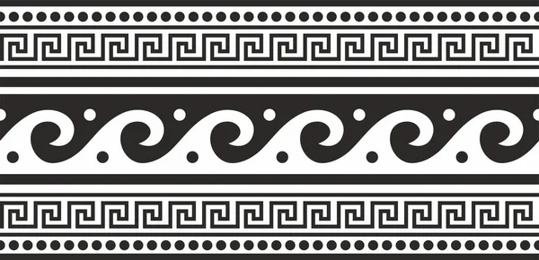 Vettore Monocromatico Classico Ornamento Nazionale Europeo Bordo Cornice Meandro Modello — Vettoriale Stock