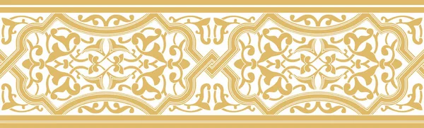 Vector Gold Seamless Arabic Ornament Orange Endless Arabesque Border — 스톡 벡터