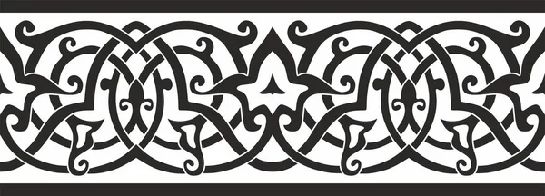 stock vector Vector monochrome seamless oriental national ornament. Endless ethnic floral border, arab peoples frame. Persian painting.