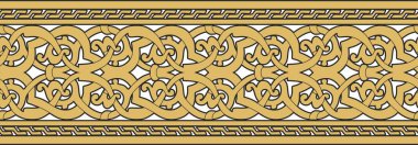 Vektör altın pürüzsüz doğu ulusal süsü. Sonsuz etnik çiçekli sınır, Arap insanları çerçeveli. Farsça resim.