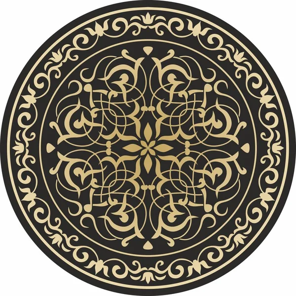 Vector Golden Classic Ornament Circle Europe Gold Pattern Black Background — Vettoriale Stock