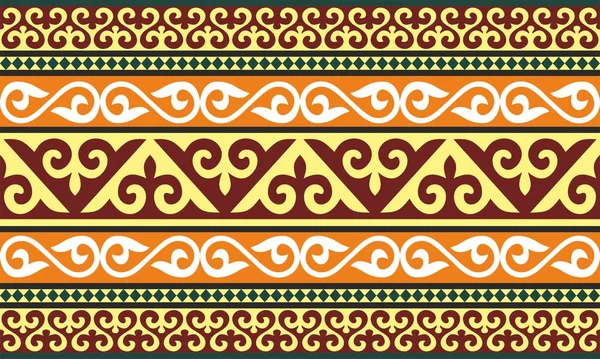 Vektorové Bezešvé Barevné Kazašské Národní Ornament Hranice Rám Nekonečný Vzor — Stockový vektor