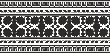 Vector monokrom dikişsiz Ukrayna sınırı, çerçeve. Slav halkları, Rusça, Belarus, Bulgarca, Sırpça, Polonyalıların sonu gelmeyen süsü.