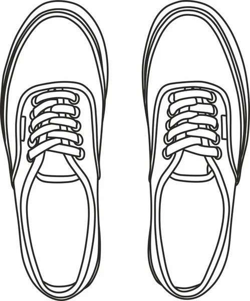 Vector Monochrome Pair Sports Shoes Runner Sneakers Training Drawn Lines — ストックベクタ