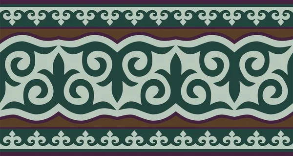 Vector Inconsútil Color Kazajo Ornamento Nacional Frontera Marco Patrón Sin — Archivo Imágenes Vectoriales