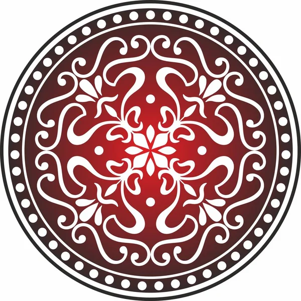 Vektör klasik renkli yuvarlak süs. Daire şeklinde kırmızı desen. Yunanistan ve Antik Roma 'nın çizimleri. Çiçek çizimi.