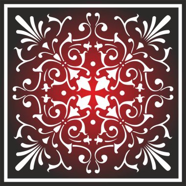 Vektör kırmızı çiçek karesi süsü. Avrupa halklarının kalıpları. Yunan ve Roma şablonu.