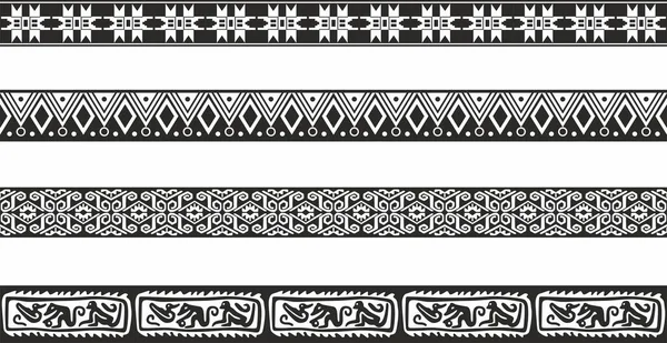단색의 기하학적 장식품들로 이루어진 반사기 아메리카 아즈텍 원주민 — 스톡 벡터