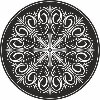 Vektör yuvarlak Yunan süsü. Bir daire çiz. Dairesel desen. Antik Roma 'nın mimarisi. Dövme, kum püskürtme ve lazer kesme için yazdır.