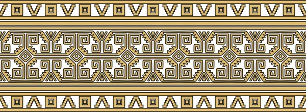 Vector Ornamento Borda Dourada Sem Costura Quadro Tribos Nativas Americanas — Vetor de Stock