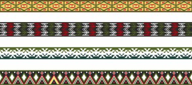 Amerikan yerlilerinin ulusal sınırlarının vektör kümesi. Aztekler, Mayalar, İnkalar tarzında çerçeveler.