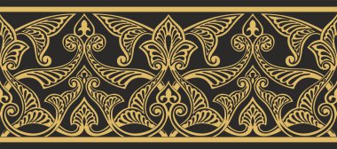 Kusursuz, altın oryantal süs. Sonsuz Arap desenli sınır, çerçeve. Farsça resim