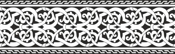Векторний Монохромний Східний Національний Орнамент Нескінченний Етнічний Флористичний Кордон Араби — стоковий вектор