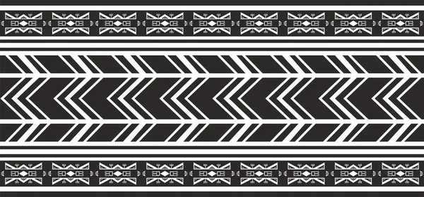 Patrón Nativo Americano Vector Monocromo Sin Costura Endless Black Aztec — Archivo Imágenes Vectoriales