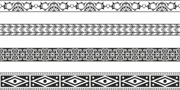 Vector Monochrome Set Seamless Indian National Native American Borders Endless — Stock Vector