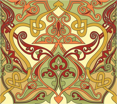 Vektör altın pürüzsüz doğu ulusal süsü, arka plan. Arap halkının bitmeyen etnik çiçekleri. Farsça resim.