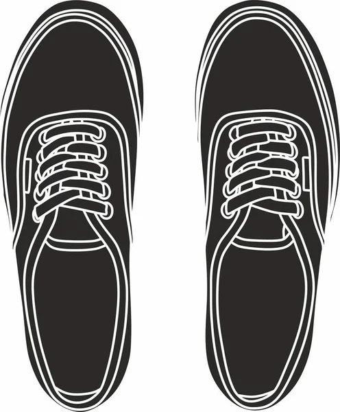 Векторне Монохромне Бігове Взуття Спортивне Взуття Мобільних Людей Чорні Кросівки — стоковий вектор