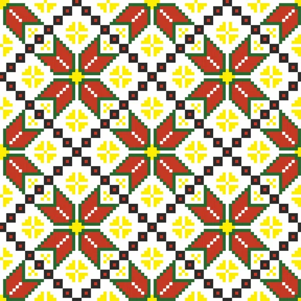 Vector Colored Seamless Ukrainian National Ornament Embroidery Endless Ethnic Floral — ストックベクタ