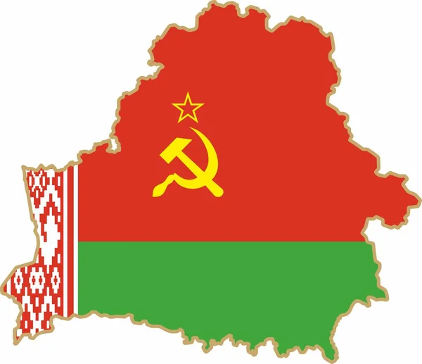 Map Belarus Soviet Flag Flag Independent European State Symbol Soviet — Stockvektor
