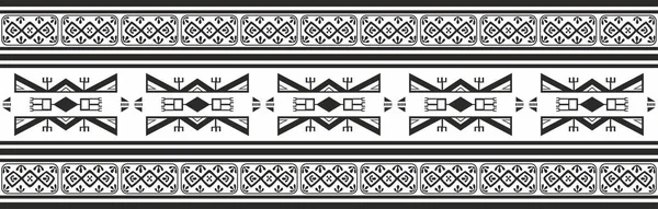 Patrón Nativo Americano Vector Monocromo Sin Costura Endless Black Aztec — Archivo Imágenes Vectoriales