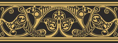 Vektör altın pürüzsüz Arap ulusal süsü. Asya, İran, İran, Irak, Suriye 'nin doğusundaki ve Afrikalı halkları.