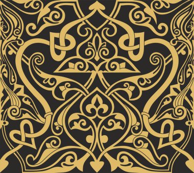 Siyah arkaplanda kusursuz altın müslüman süsü. İslami cami. arkaplan ve duvar kağıdı için