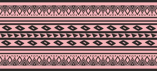 Vector Pink Black Seamless Indian Patterns National Seamless Ornaments Borders — Stock vektor