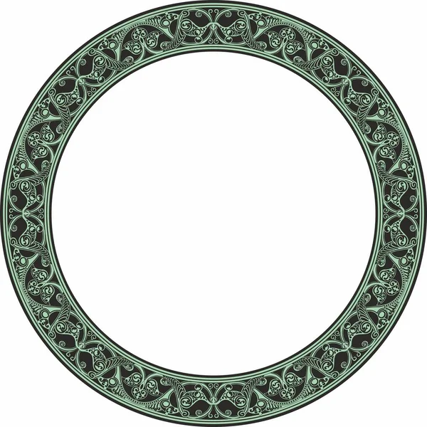 Ornement Oriental Rond Vert Vecteur Cercle Arabe Motifs Iran Irak — Image vectorielle