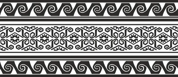 Ornamento Monocromatico Vettoriale Dei Nativi Americani Aztechi Confine Senza Fine — Vettoriale Stock