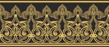 Vektör altın pürüzsüz Arap ulusal süsü. Asya, İran, İran, Irak, Suriye 'nin doğusundaki ve Afrikalı halkları.