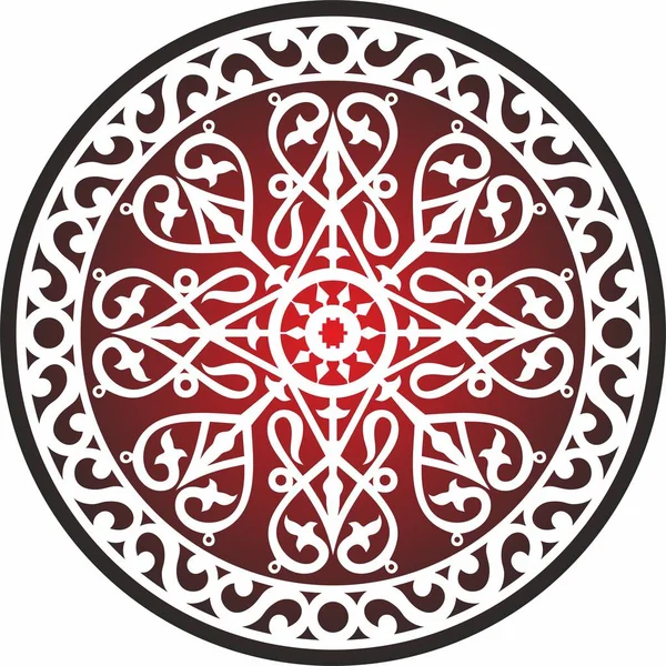 Vector Red National Yakut Circle Pattern Indigenous Peoples North Tundra — Archivo Imágenes Vectoriales