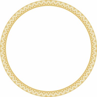 Vector round golden border ornament. Native American tribes framework, circle.