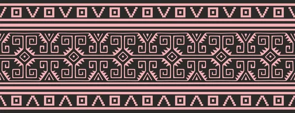 Vector Seamless Pink Black Border Ornament Native American Tribes Framework — Vettoriale Stock