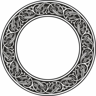 Vector monokrom doğulu süsü. İran, Irak, Türkiye ve Suriye 'nin Arapça modelli çemberi. İran çerçevesi, sınır. Kum püskürtme, lazer ve entrikacı kesme için.