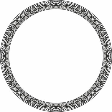 Vector monochrome round ornament of Native Americans, Aztecs. Circle border of the tribes of South and Central America.