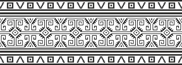 Ornamento Monocromatico Vettoriale Dei Nativi Americani Aztechi Confine Senza Fine — Vettoriale Stock