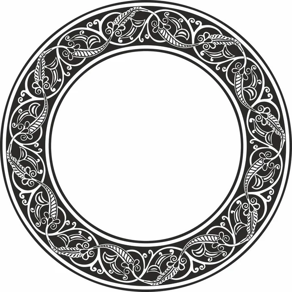 Ornement Oriental Rond Monochrome Vectoriel Cercle Arabe Motifs Iran Irak — Image vectorielle