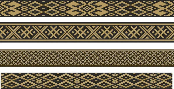 Vector golden seamless Belarusian national ornament. Ethnic endless gold border, Slavic peoples frame. 
