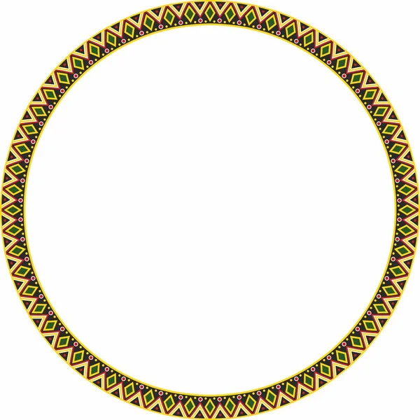 Vector Colored Border Ornament Native American Tribes Framework Circle —  Vetores de Stock